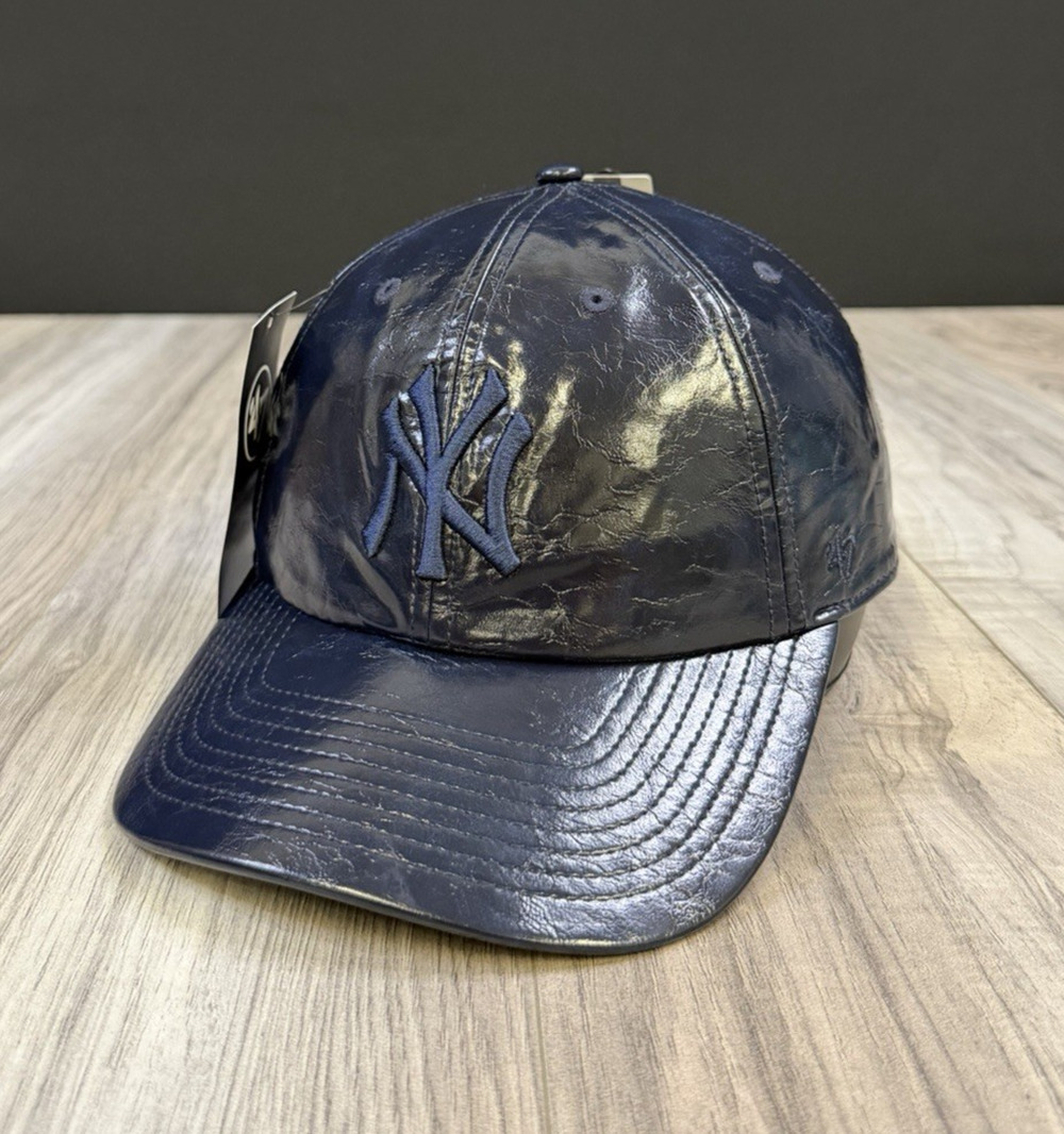 '47 Brand New York Yankees Patent Faux Leather Strapback Hat Navy Anthropologie